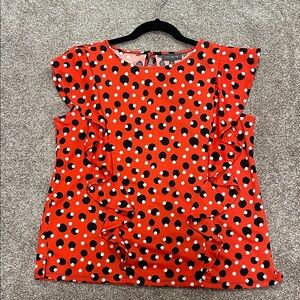 The Limited Red Polka Dot Ruffle Blouse